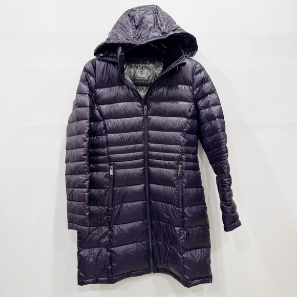 Andrew Marc Packable Lightweight Premium Down Metallic Purple Long Sleeve Parka - Picture 1 of 8